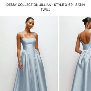 Dessy Collection Scoop Neck Drop Basque Skirt Satin Maxi Dress